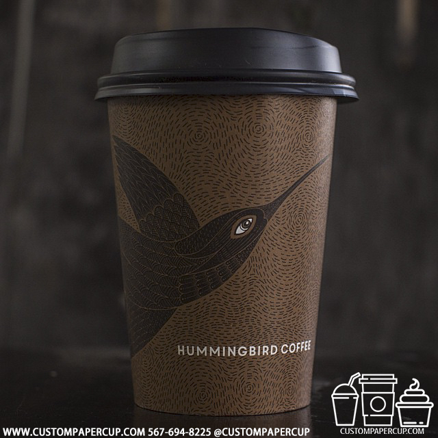 hummingbird colibri bird custom printed paper coffee cups