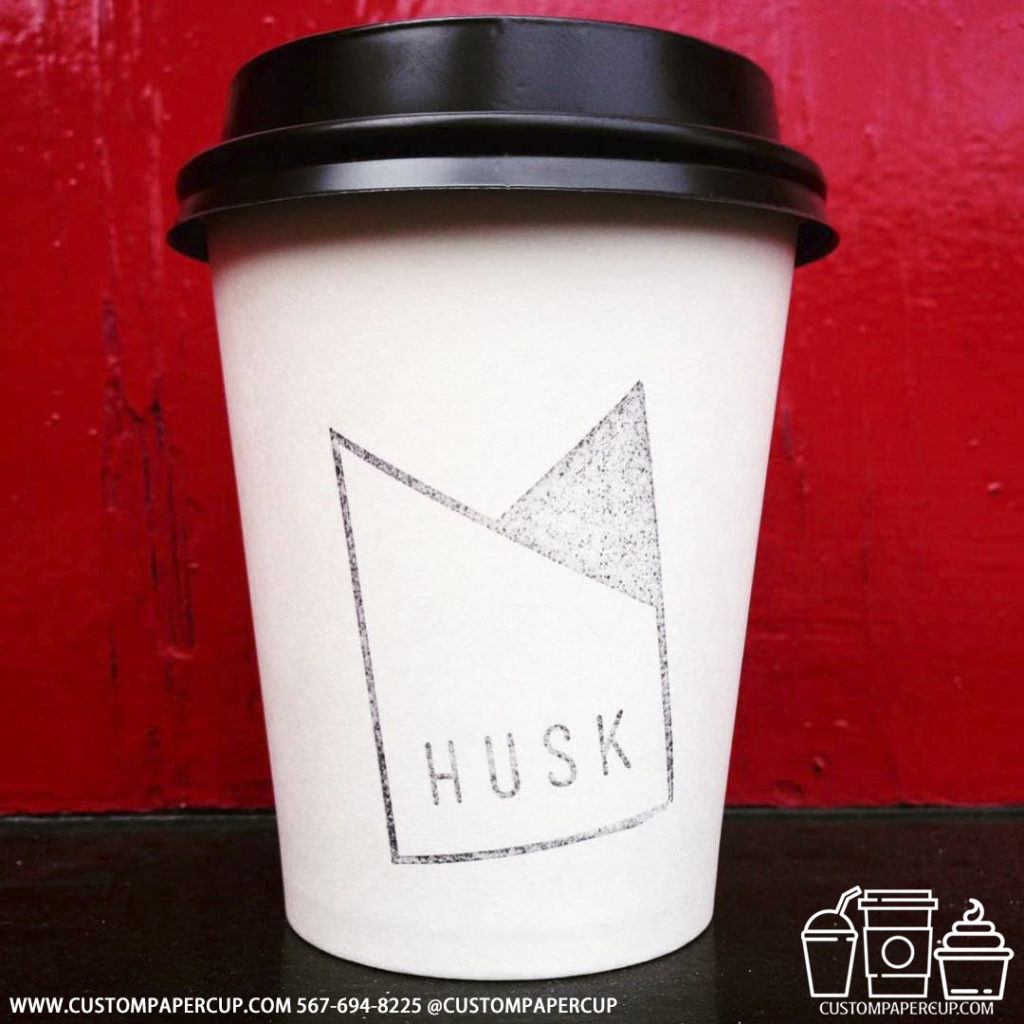 husk logo custom printed paper coffee cups
