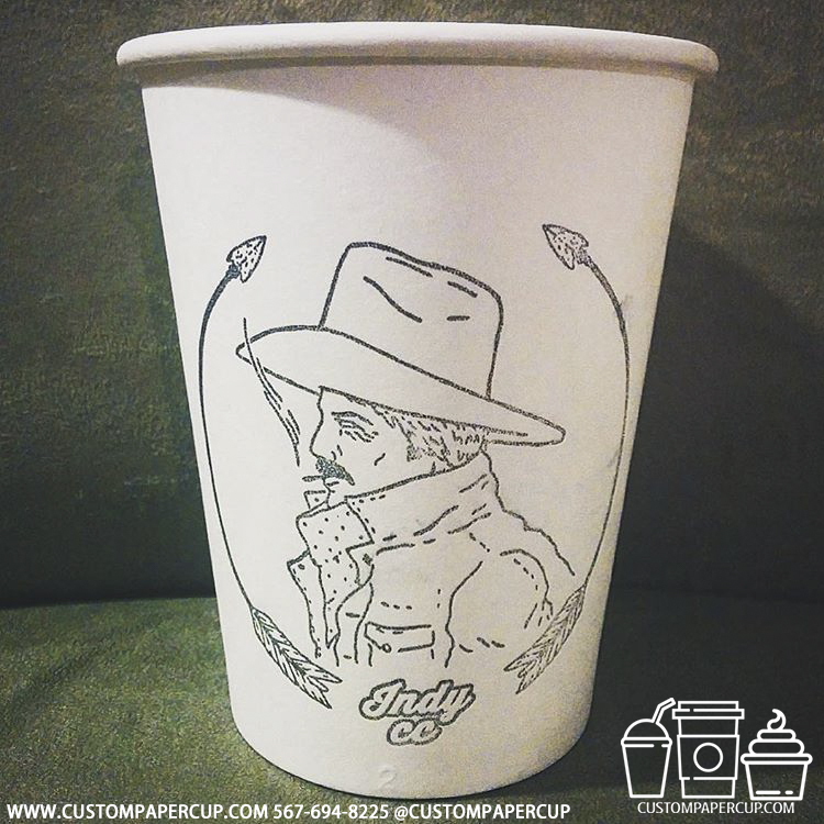 indyco man cowboy custom printed coffee cup