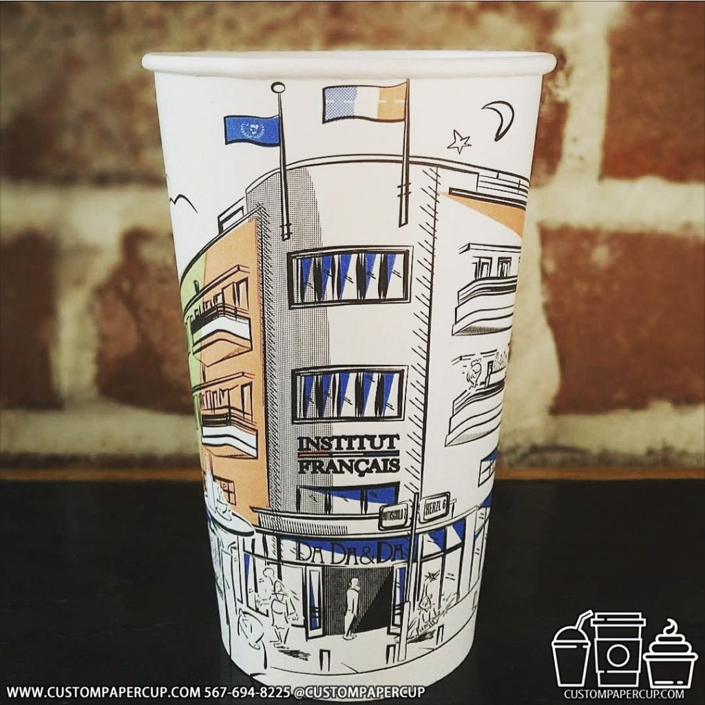 institut francais building custom printed coffee cup