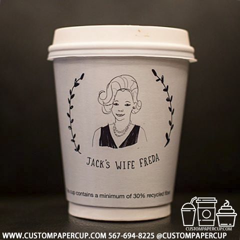 jack wife freda woman custom printed paper coffee cups