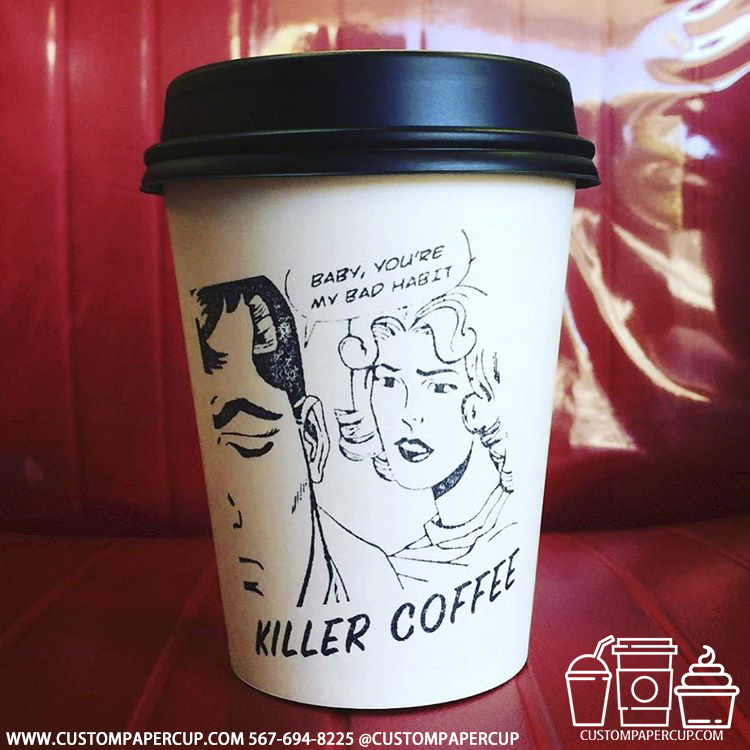 killercoffee dialog comic custom printed coffee cup