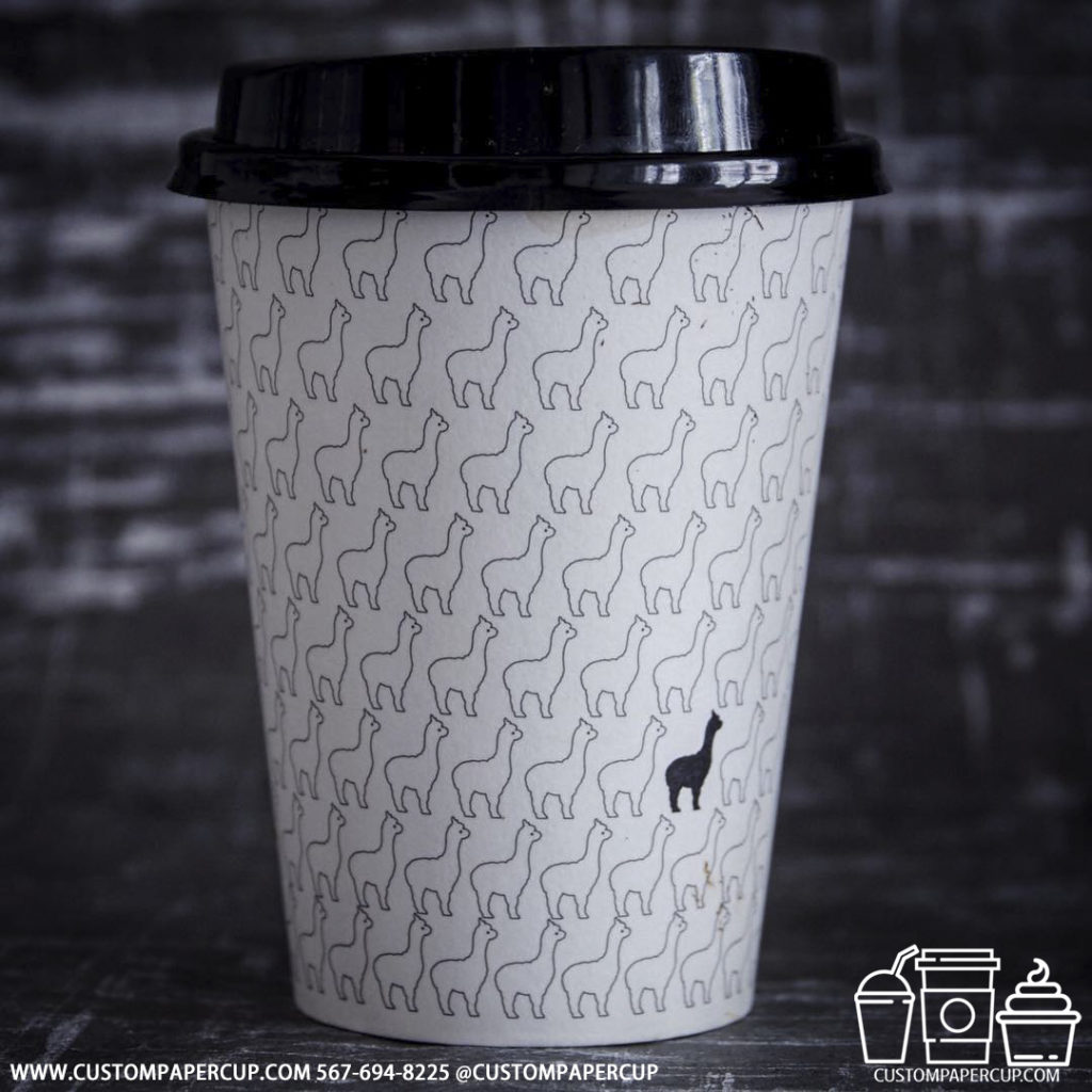 lama pattern custom printed paper coffee cups