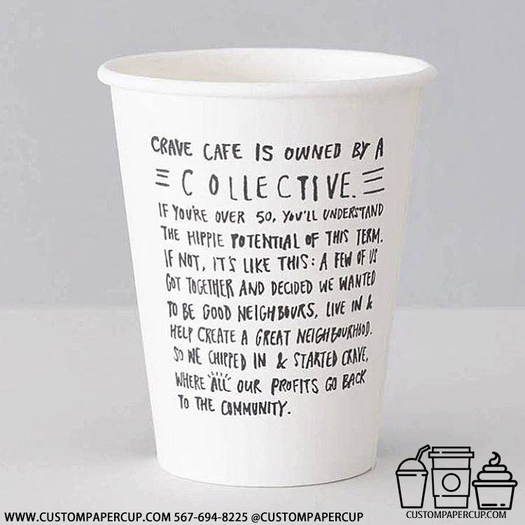 long text quote full custom printed paper coffee cups