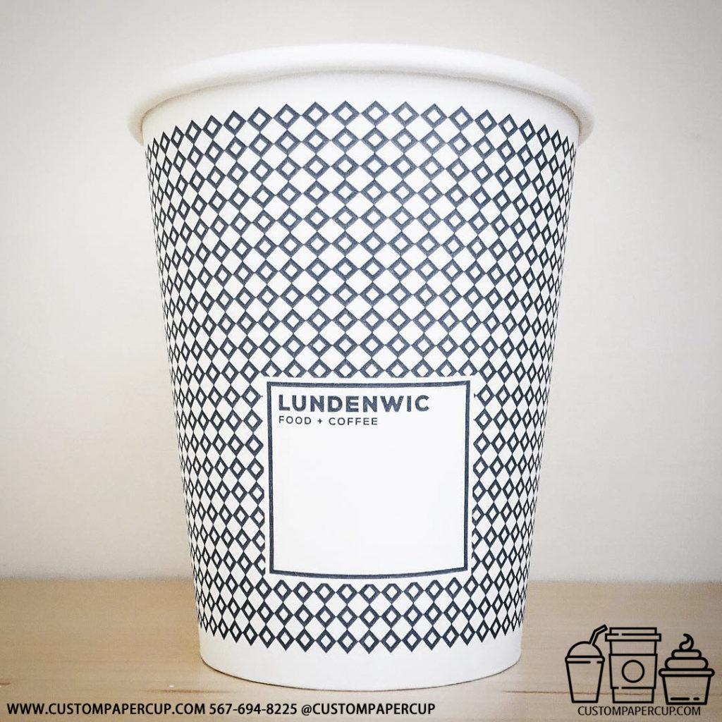 lundewic pattern custom printed paper coffee cups
