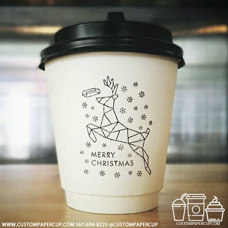 merry christmas deer elk custom printed coffee cup