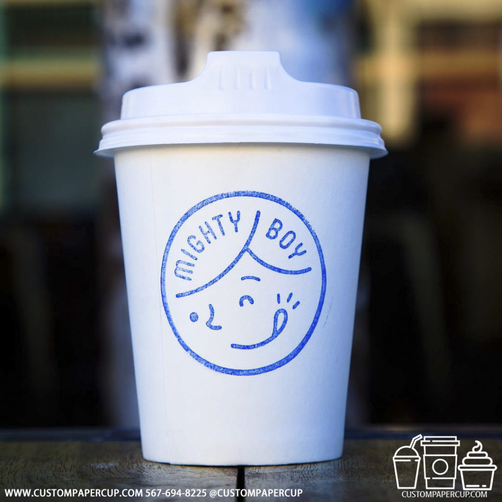 mighty boy logo custom printed paper coffee cups