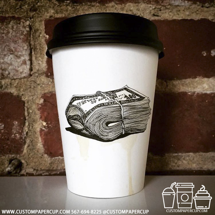 money dollar custom printed coffee cup