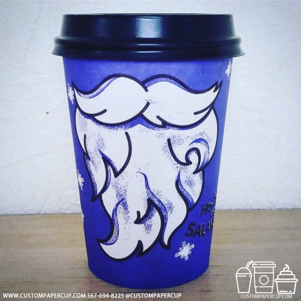 moustache christmas santa beard custom printed coffee cup
