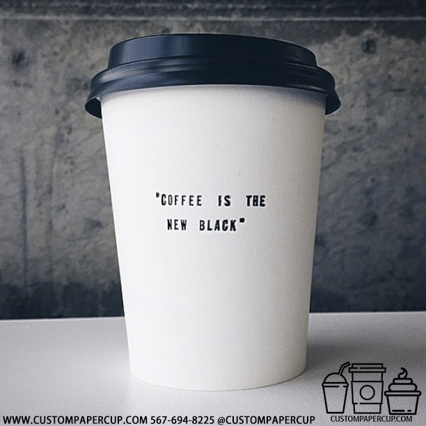 new black quote custom printed paper coffee cups
