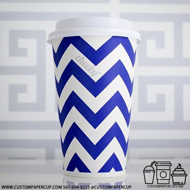 pattern blue custom printed paper coffee cups