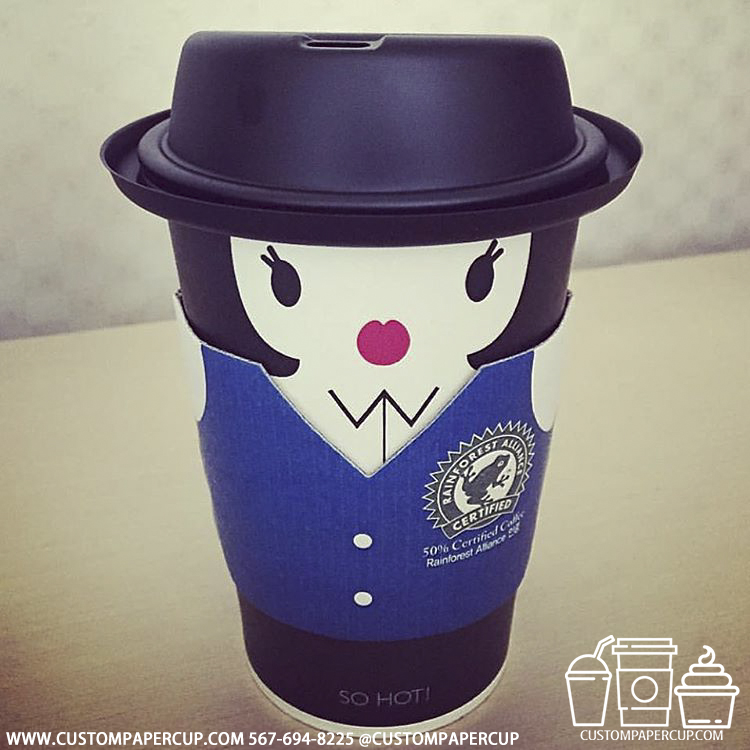 penguin animal sleeve coat custom printed coffee cup