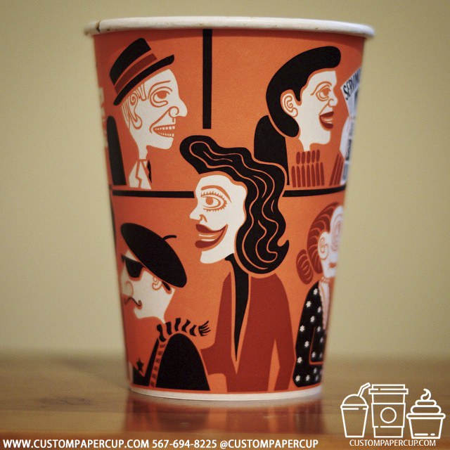 portrait comic different custom printed paper coffee cups