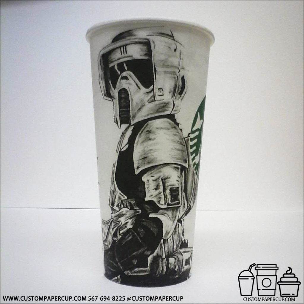 robot starbucks paint daft punk custom printed coffee cup