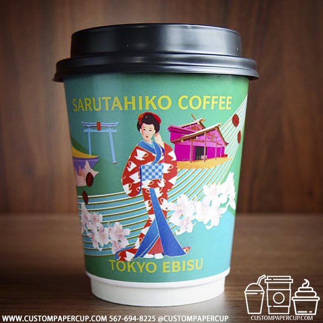 sarutahikocoffee japan custom printed paper coffee cups