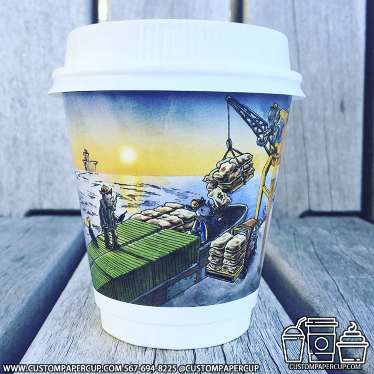 sea fish industry boat custom printed coffee cup