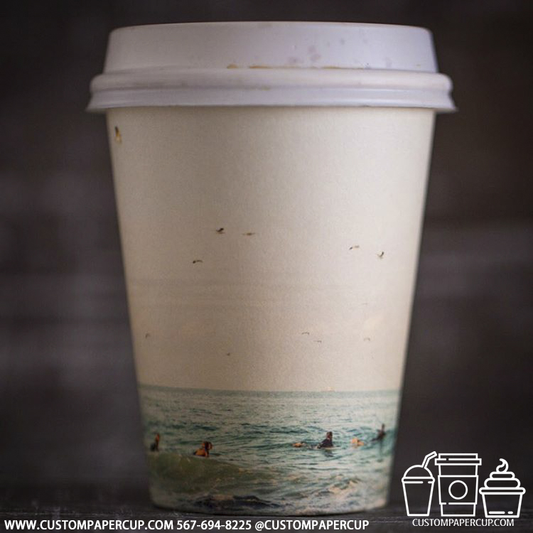 sea swim full custom printed paper coffee cups