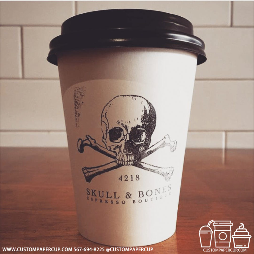 skull bones custom printed paper coffee cups