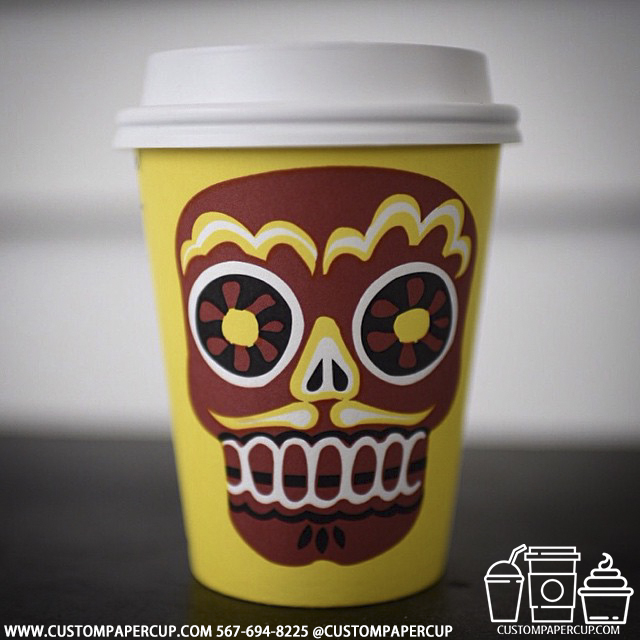 skull colorful custom printed paper coffee cups