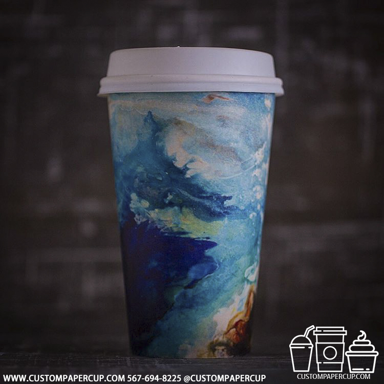 sky wave colorful custom printed paper coffee cups