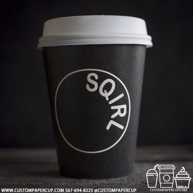 sqirl logo custom printed paper coffee cups