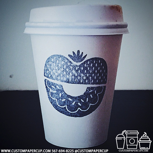 strawberry half donut custom printed paper coffee cups