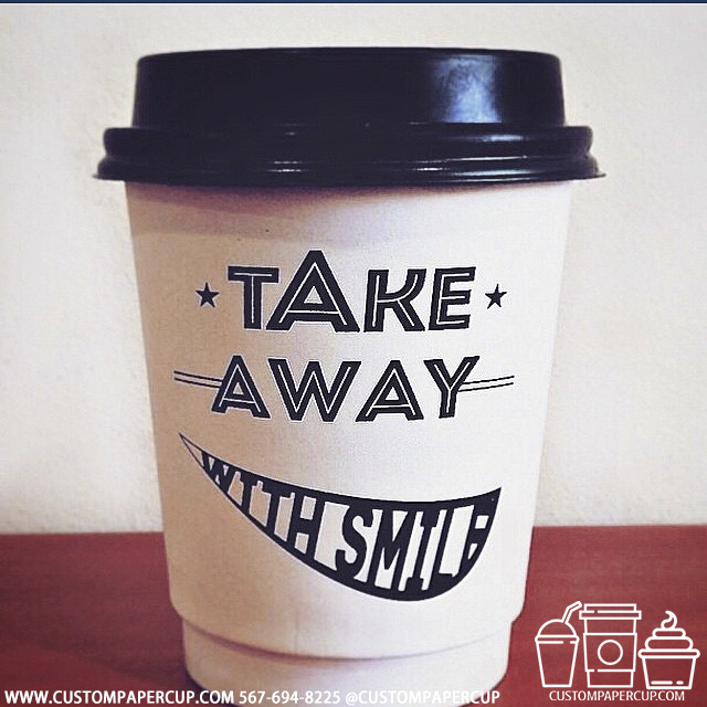 take away smile custom printed paper coffee cups