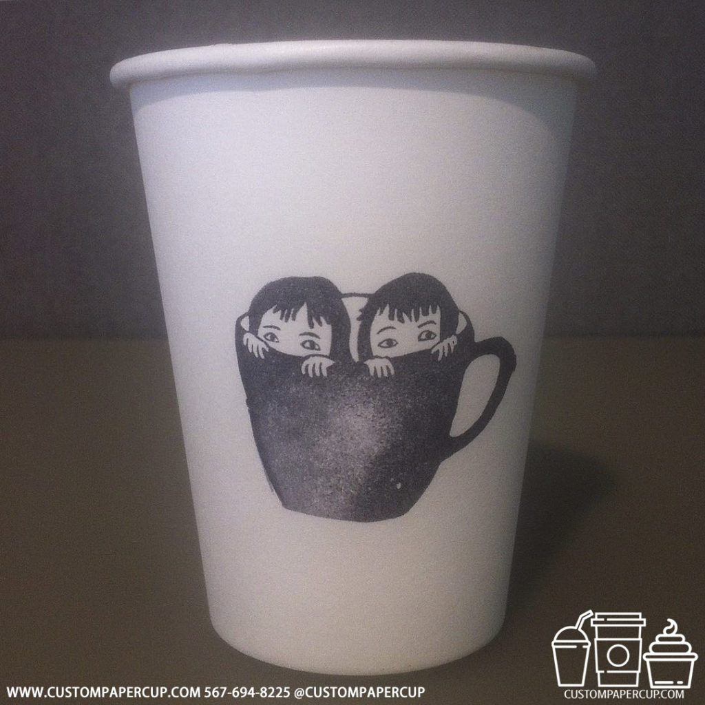two kids custom printed paper coffee cups