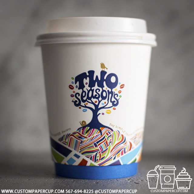 twoseasons tree colorful custom printed paper coffee cups