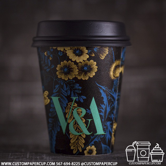 vanda flower dark custom printed paper coffee cups