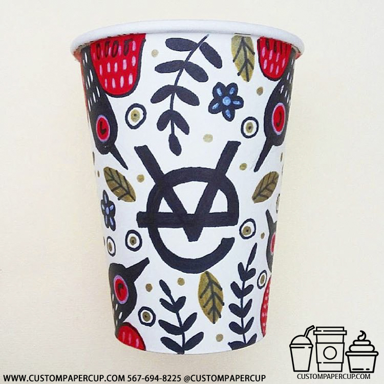 vecoffee bird light logo custom printed coffee cup