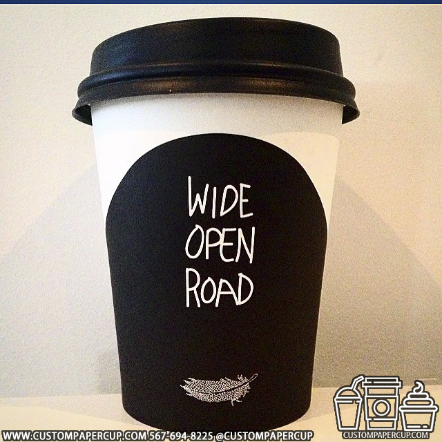 wide open road feather custom printed paper coffee cups