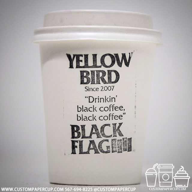yellowbird black flag custom printed paper coffee cups